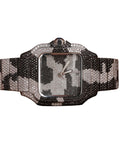 Top Quality Moissanite White Gold Round Cut Diamond Watch Quartz Watch Roman White and Black Dial Available at Affordable Price