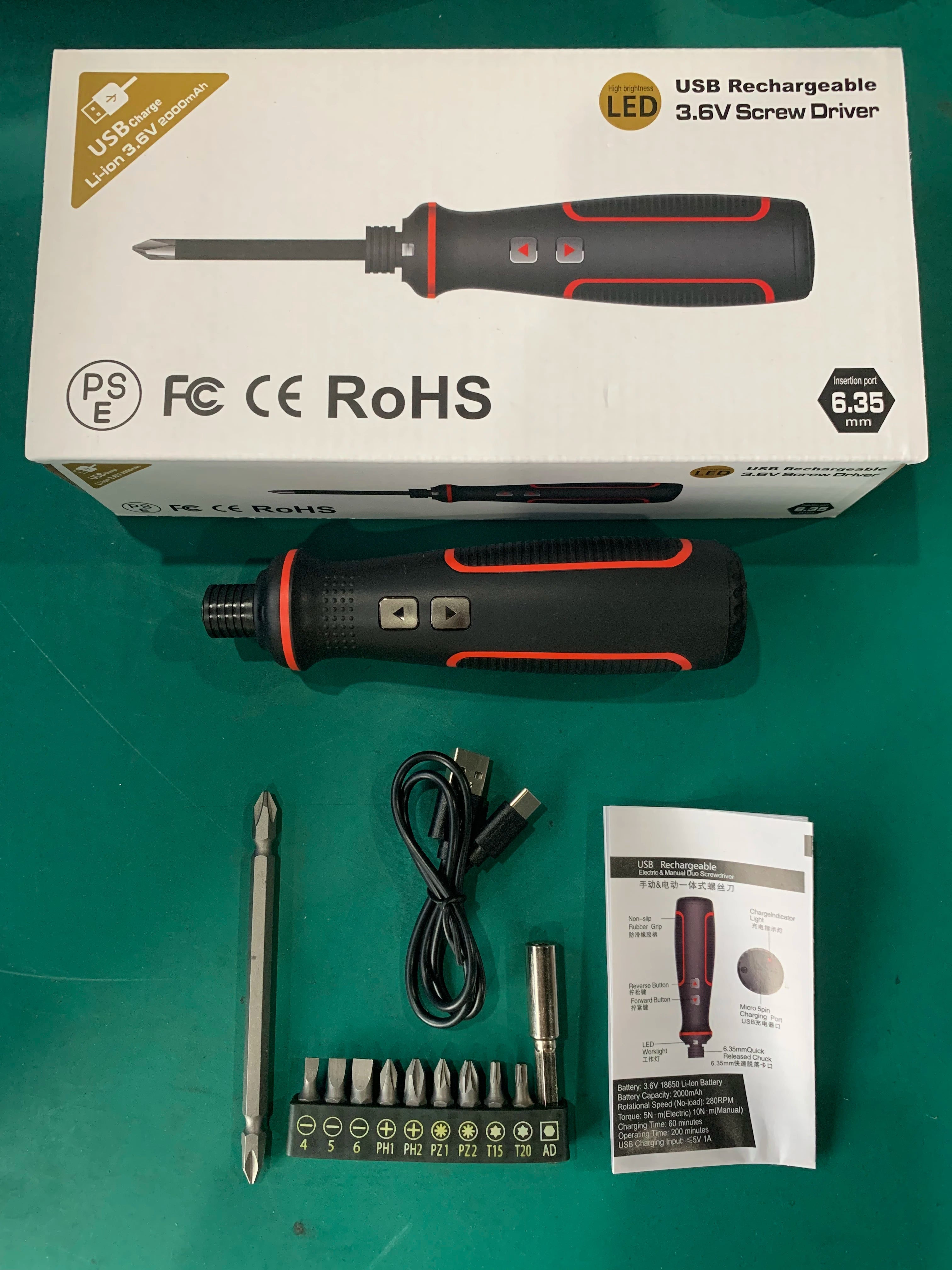 Maizhe USB Rechargeable 3.6V Electric Screwdriver With LED Light Cordless Mini Power Tools Multipurpose For DIY Household