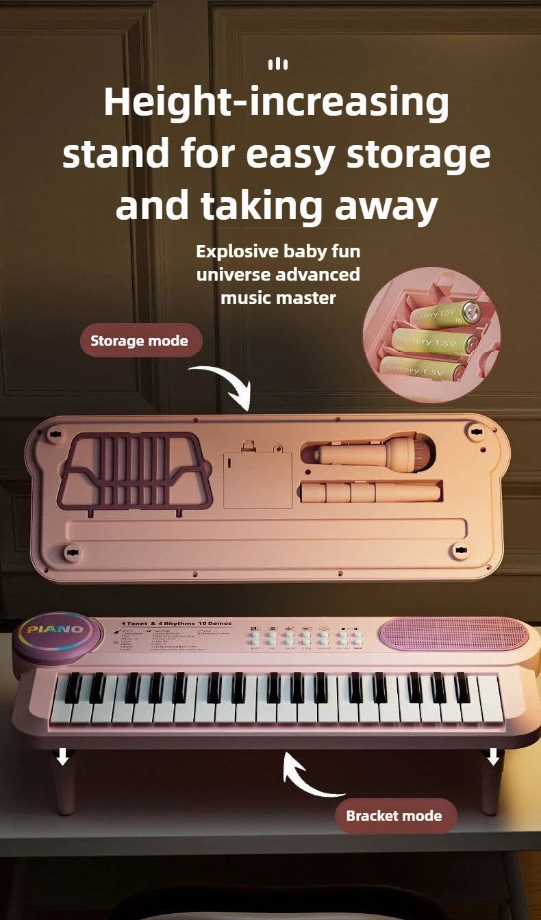 Kids Electric Piano 37 Baby Keyboard with Microphone Singing Songs Development Educational Toy Musical Instrument Games Children