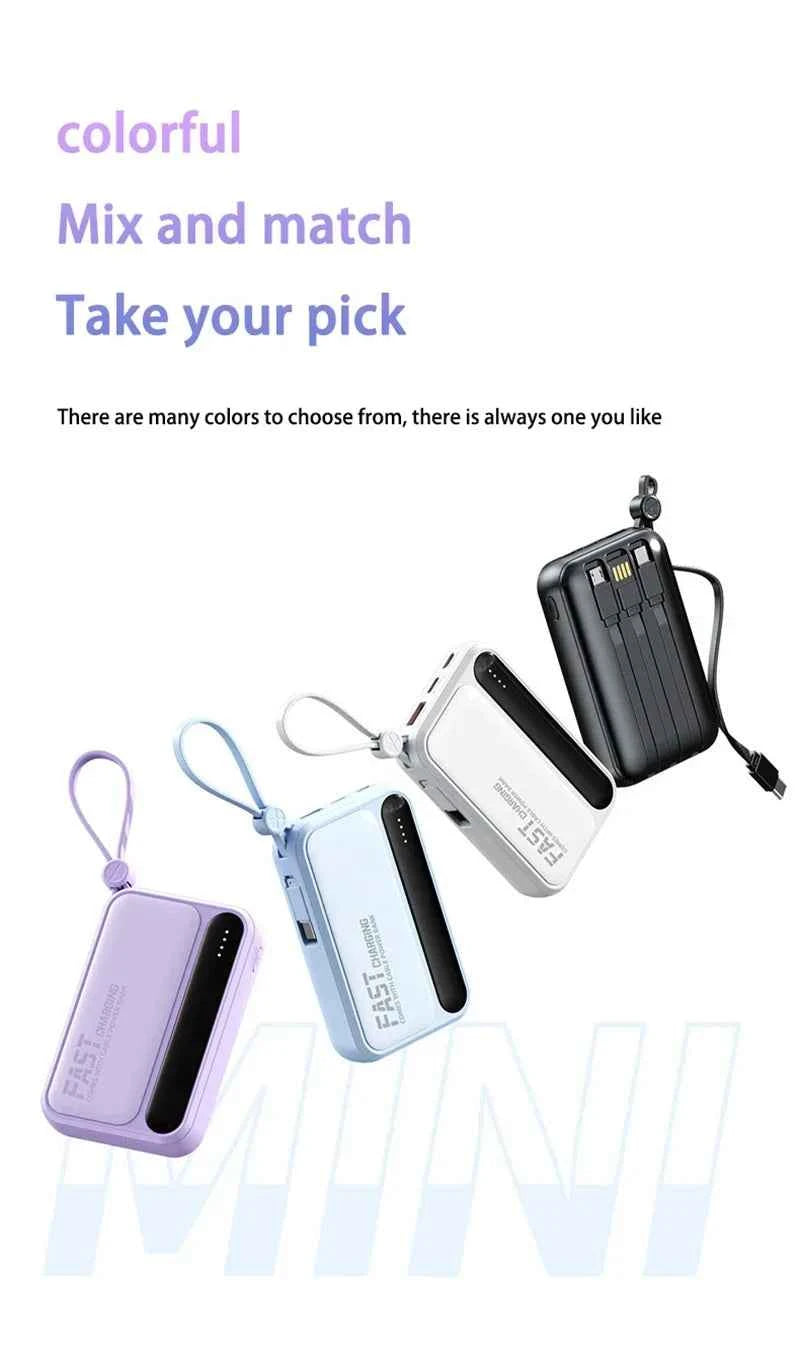 Lenovo 120W 500000mAh Power Bank Large Capacity 4 In1 Cables Intelligent Digital Display Light Portable Powerbank For iPhone New