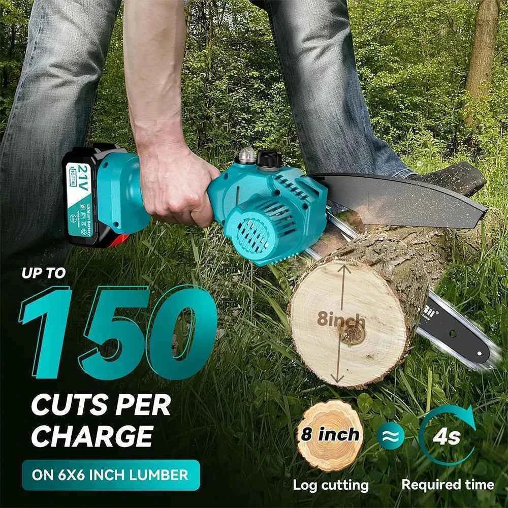 SEESII 8'' Mini Cordless Chainsaw kit Electric Chainsaw Wood Cutter Pruning Garden Power Tools For Makita 18V Battery pin