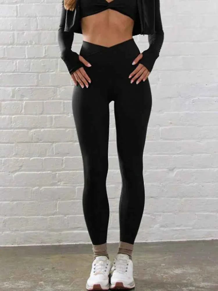 Cross High Waisted Yoga Leggings Spring And Summer Light And Soft Sports Pants High Elastic Sports Tights Suitable For Pilates