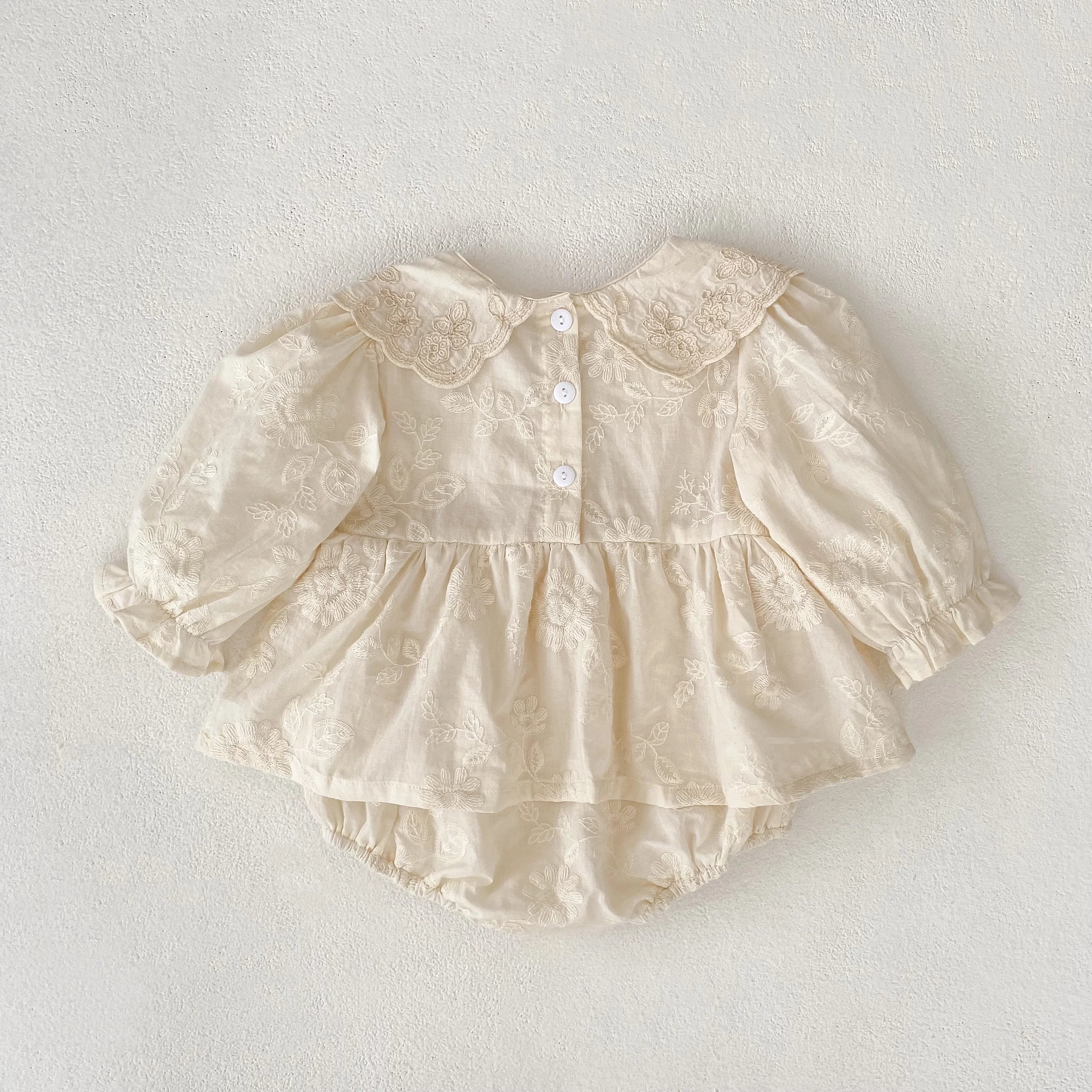 Autumn Baby Bodysuit Sisters Dress Flower Embroidery Dress Infant Girls Toddler Outfit  Baby Girls Rompers Family Sister Dress