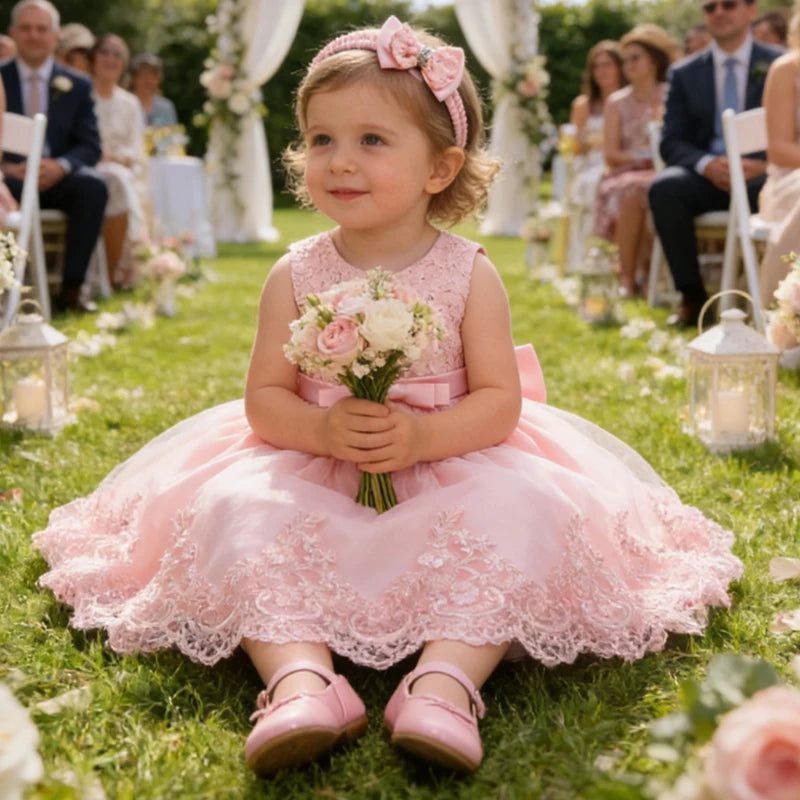 Newborn Baby Girls White Princess Christmas Dress Kids Dresses For Girls Baptism 1st Birthday Wedding Bridesmaid Infant Vestidos
