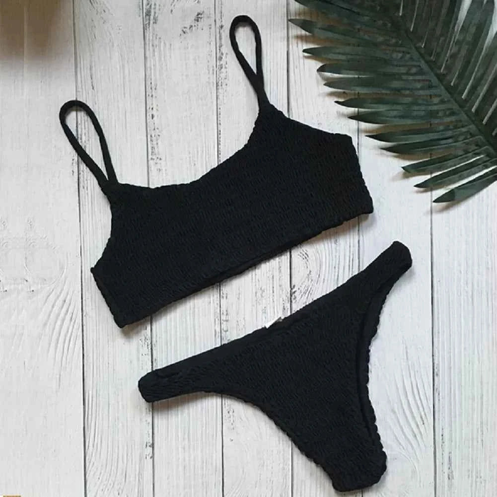 New Hot Sale Sexy Women Push-up Padded Bra Bikini Set Pleated Swimsuit Swimwear Swimming Beach Bathing Costume Bikini Set