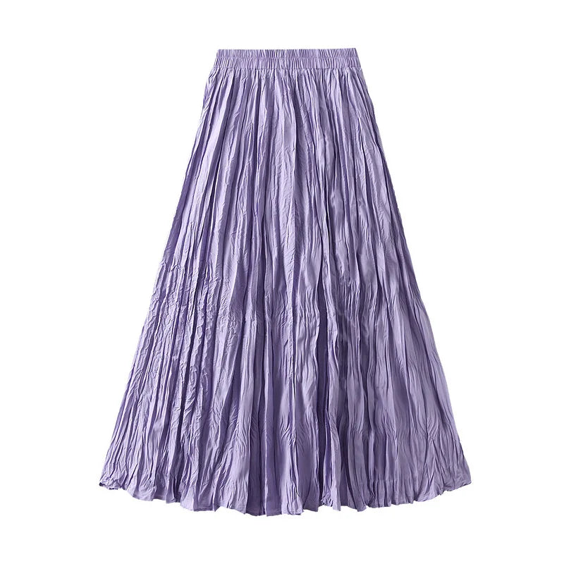 Fashion Pleated A-line Skirts for Women Casual Saia Midi Harajuku Long Skirt Jupe Femme Vintage Streetwear Faldas Woman Clothes