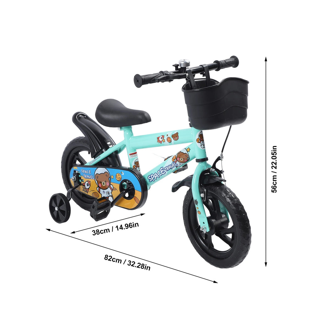 Kids Bike Prevent Foot Stuck Stable Structure Elastic Cushion Children Bike with Training Wheels for Ages 3‑6 Years