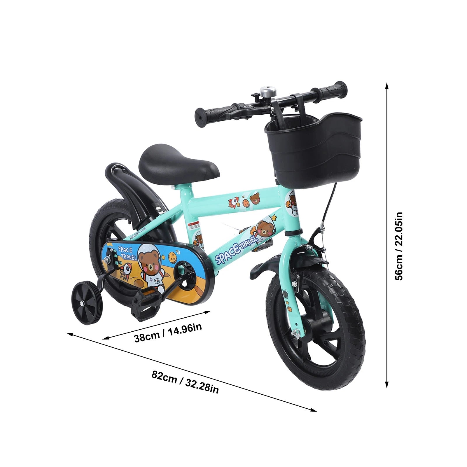 Kids Bike Prevent Foot Stuck Stable Structure Elastic Cushion Children Bike with Training Wheels for Ages 3‑6 Years