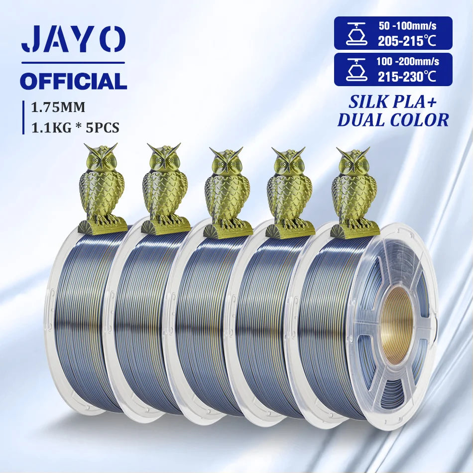 JAYO SILK PLA Filament 1.75mm Dual Colors 3D Printer Filament Coextrusion Silk Triple Color 3D Filament Shiny Multicolor Change