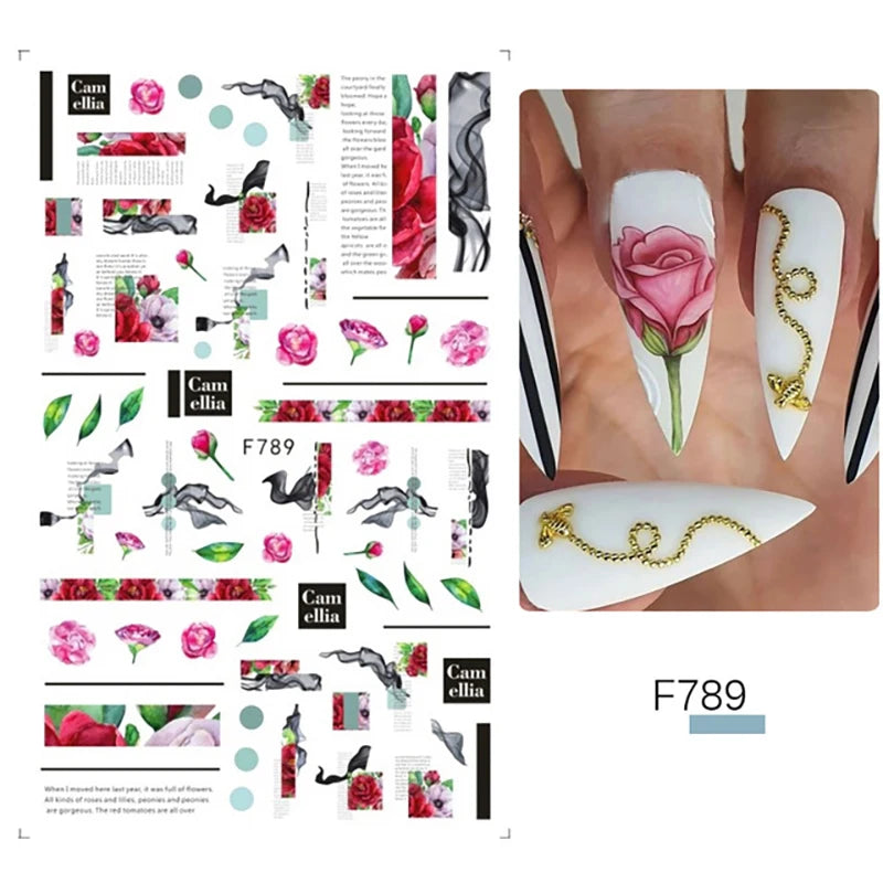 3D Dandelion Peach Blossom Maple Leaf Nail Sticker Nail Art Decoration Color Flower Nail Decal Nail Art Supplies Nail Parts