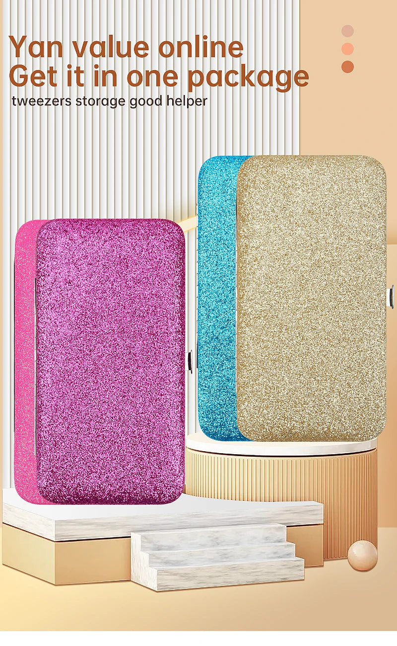 Eyelash Tweezers Storage Box Lash Lifting Eyebrow Clip Organizer Case Shiny Design Eyelashes Extension Tweezer Boxes Makeup Tool