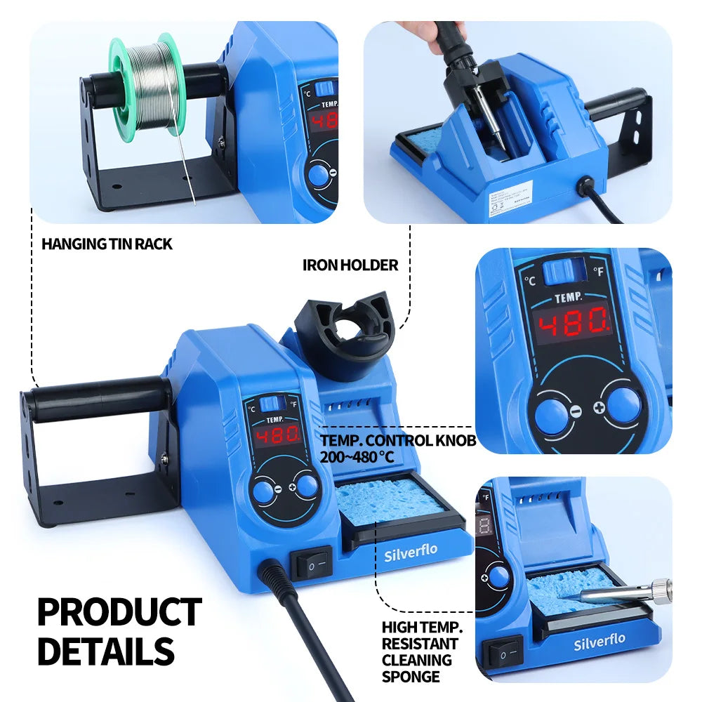 Silverflo 926LED-V Series Soldering Station Thermostatic Soldering Iron Station Welding Rework Station with Sleep Mode