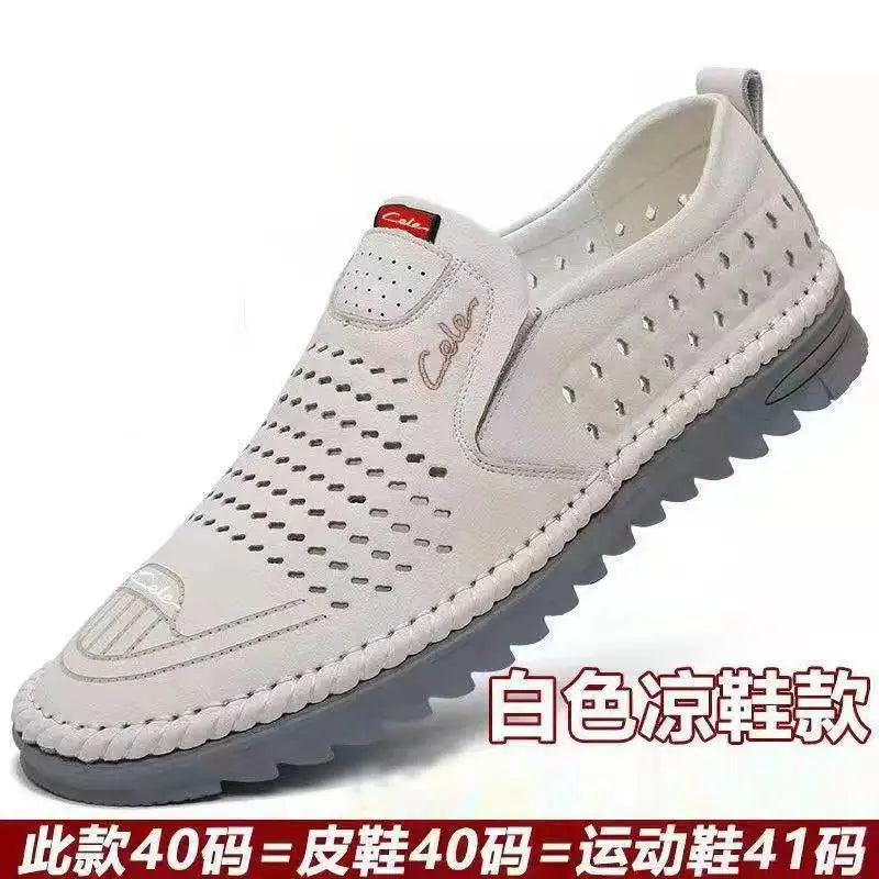 Fashionable Soft Leather Men's Shoes Wear-Resistant Bean Bean Shoes Breathable round Toe Flat Heel Casual Shoes for Spring