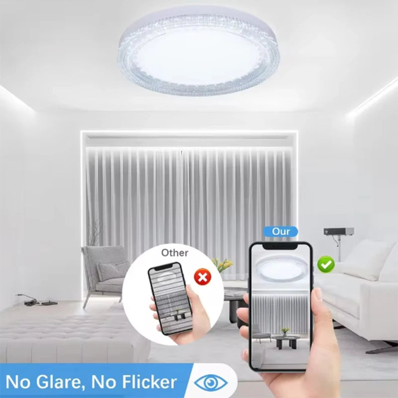 Modern Ultra Thin Crystal Ceiling light Round Ceiling Home Lamp Cool White Suitable for Balcony Kitchen Bedroom Light AC85-260V