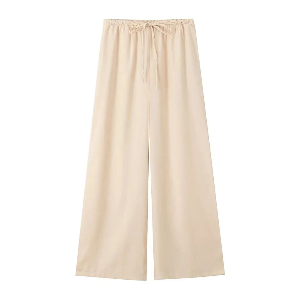 HH Pajama Style Pants Sets Women Fashion Kimono Style Lace Up Shirt Top Elastic Waist Trousers Women's Casual Outfits