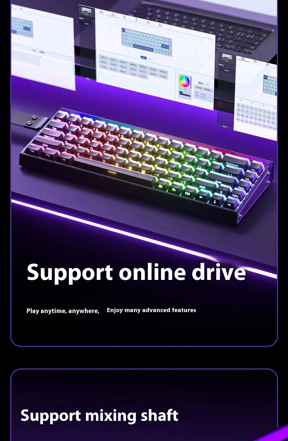 AULA HERO68 HE Magnetic Switch Wired Gaming Keyboard Rapid Trigger 8K Return Esports Gamer Keyboard RGB Wired Gaming Keyboard