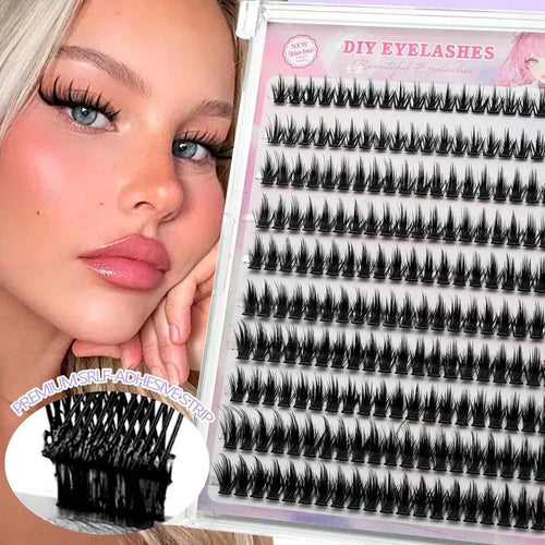 10 rows of 200 clusters of self-adhesive false eyelashes, makeup eyelashes, extending soft eyelashes, 9-13mm（MIX)