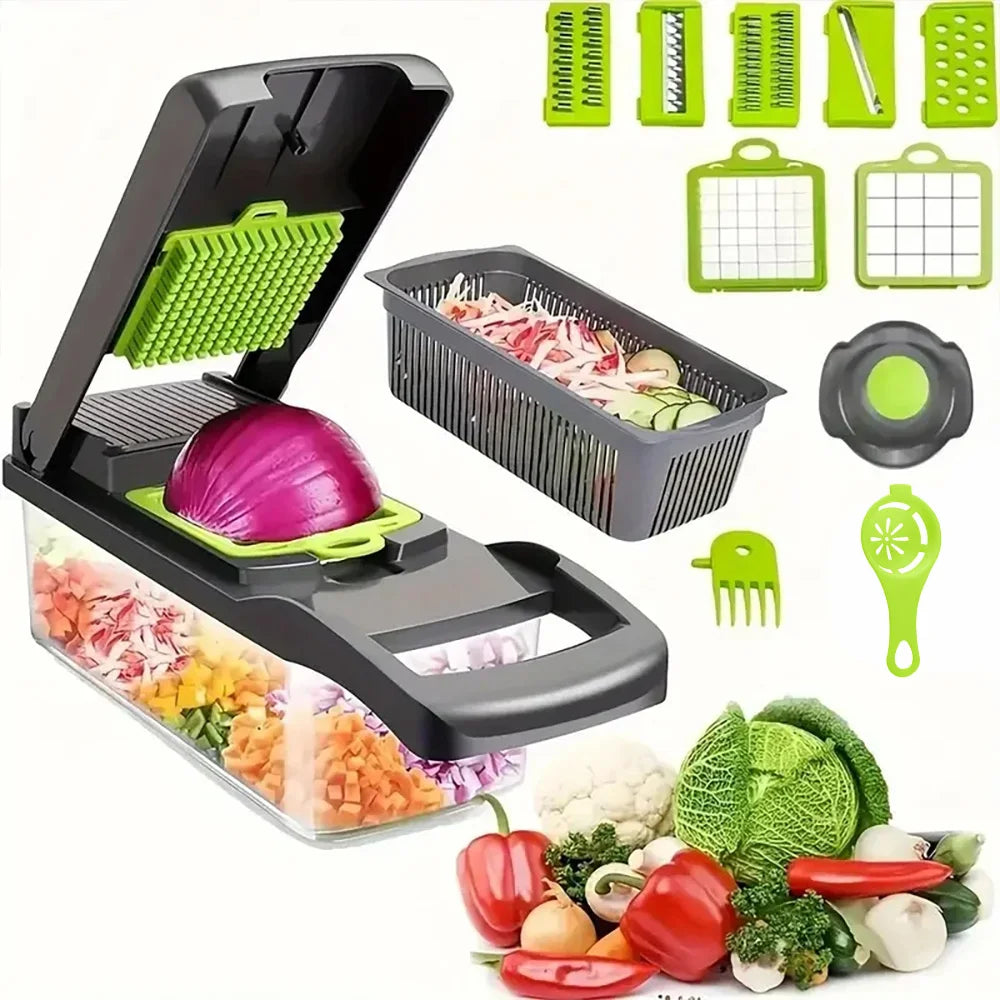 2026 Best-seller 16 IN 1 Multifunctional Vegetable Chopper Handle Food Grater Egg Liquid Separator Peeler Vegetable Slicer Dicer