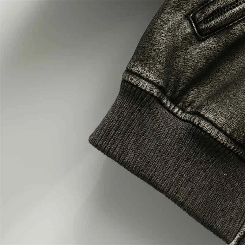 ZVRI Women's 2023 new vintage imitation leather bomber jacket coat top women's style