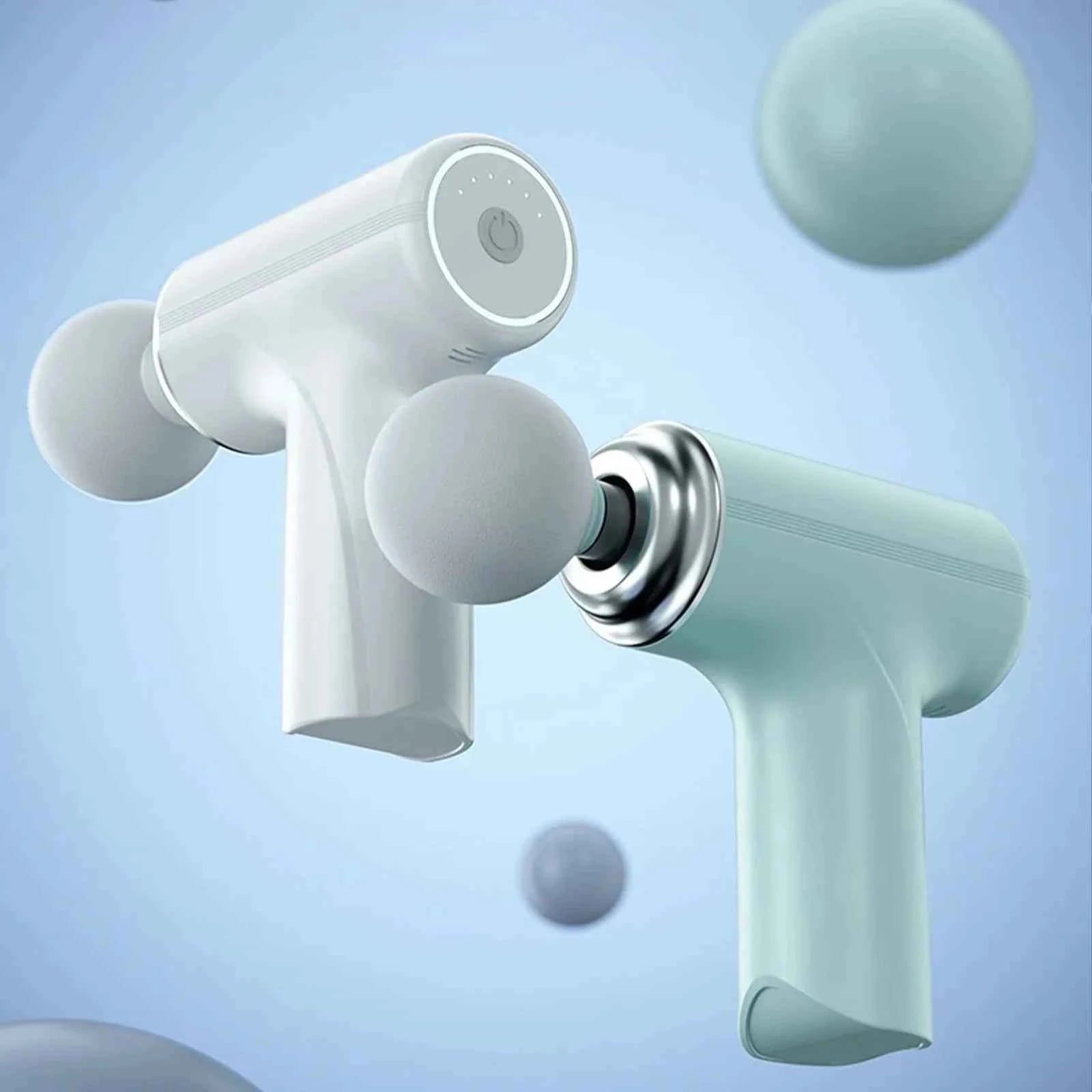 A Portable Electric Fascia Massage Gun, 4 Replaceable Massage Heads, 6-Speed Mode Adjustment, Deep Tissue Impact Muscles, Reliev