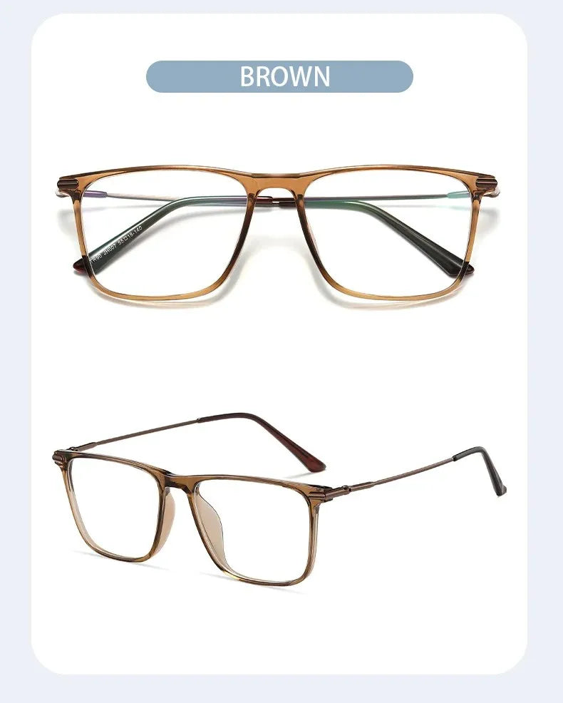 VICKY Classic Titanium Men's Square Frame Simple Design Blue Light Reading Glasses Customizable Prescription Photochromic 007