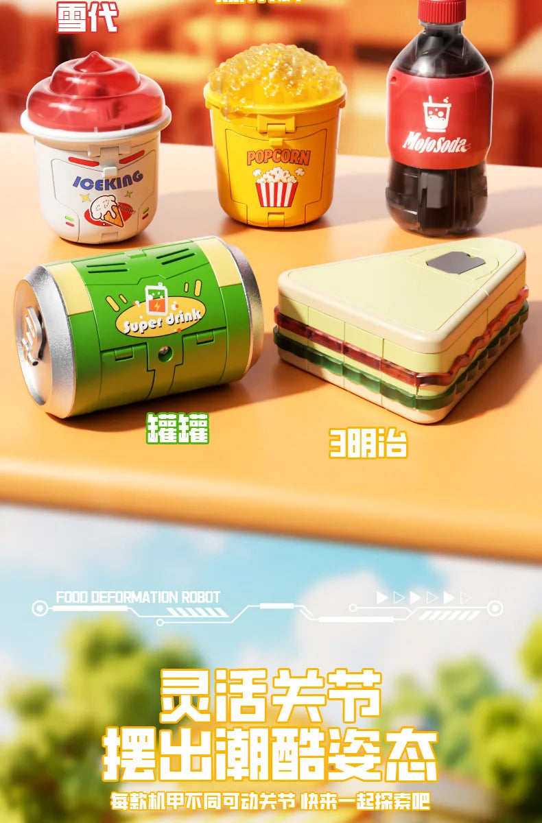 Kids Transformation Robot Toy Fun Simulation Food, Sandwich-making Mecha Robot Models Drink-shaped Free Transformation Robot Toy