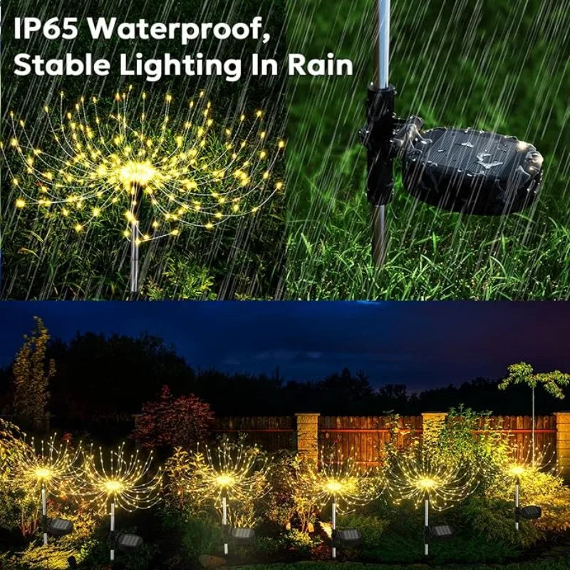 Solar Garden Lights Outdoor Waterproof Firework Lights Sparkles Landscape Fairy Light Decorations Light Yard Patio Pathway