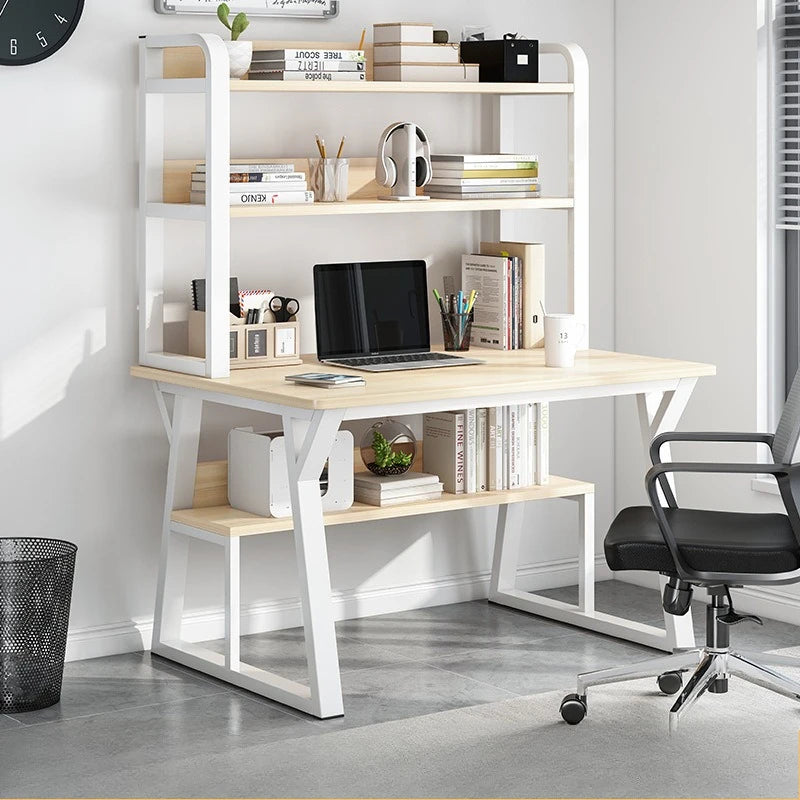 Stable Computer desk desktop desk bookshelf integrated writing desk household small apartment simple hole board desk