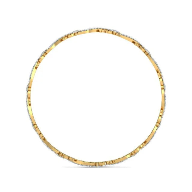 AJRETAIL 1.56ct Royal Curves Natural Diamond Bangle in 14-kt Yellow Gold-HI Color VS-SI Clarity 2.25