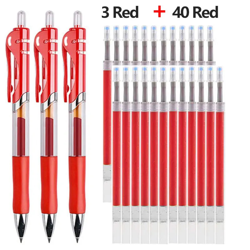 43 PCS Gel Pens & Refills Set Stationery Kawaii writing pen Black/red/blue ink 0.5 mm blue ballpoint pen Office school supplies