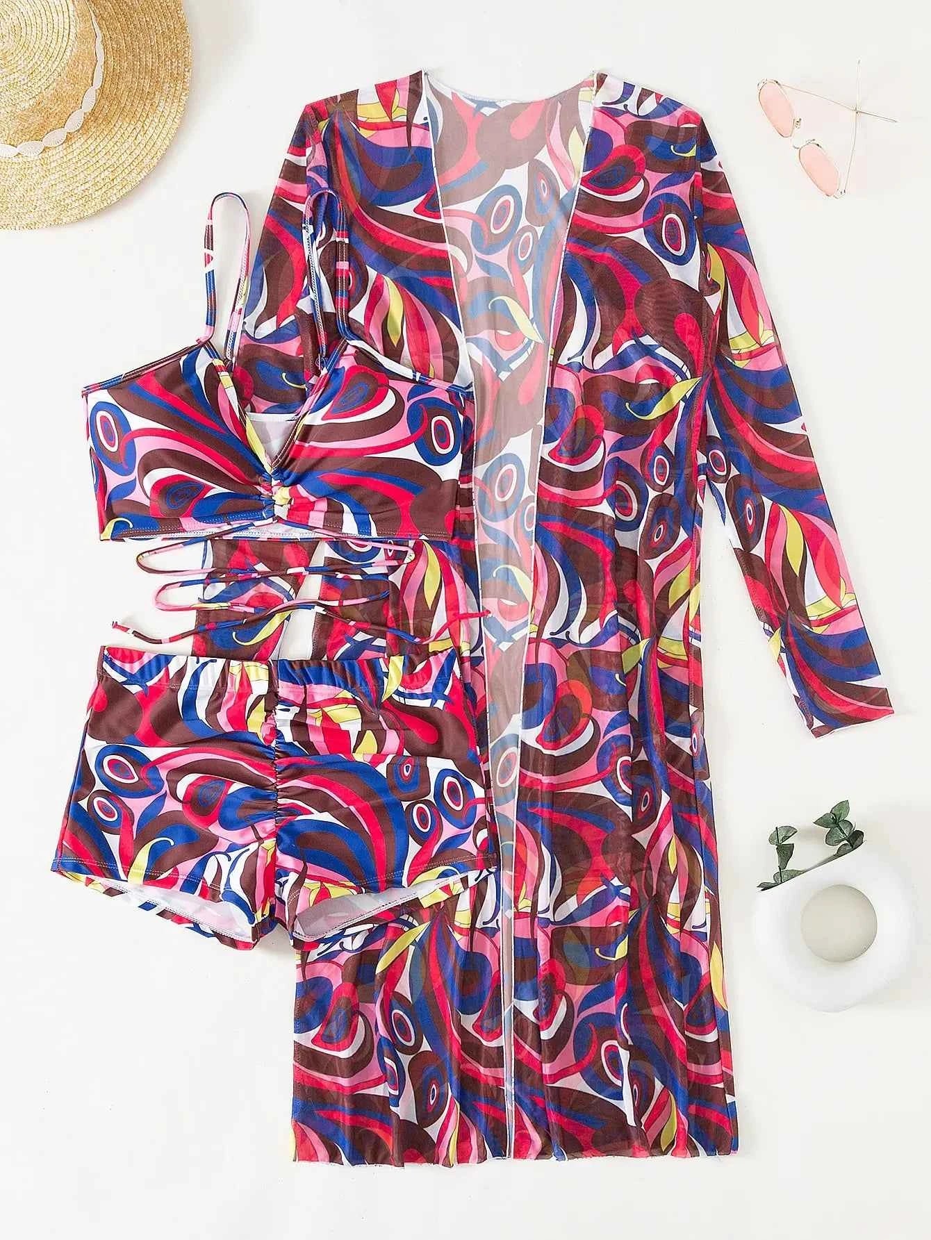 Sexy Print Bikini 2026 Women High Waist Swimsuit Cover Up Swimwear Female Lady Bathing Suit Swimming Summer Beachwear