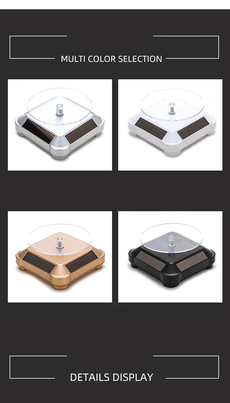 Solar Showcase 360 Automatic Rotating Turntable Jewelry Organizer Jade Ware Necklace Bracelet Watch Phone Display Stand