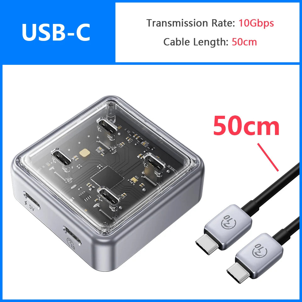 Concentrateur répartiteur USB 3.2 multi 4 ports ORICO 10 Gbit/s avec station d'accueil à fentes USB A et USB C, adaptateur multiple USB3.0, prolongateur pour ordinateur portable et PC