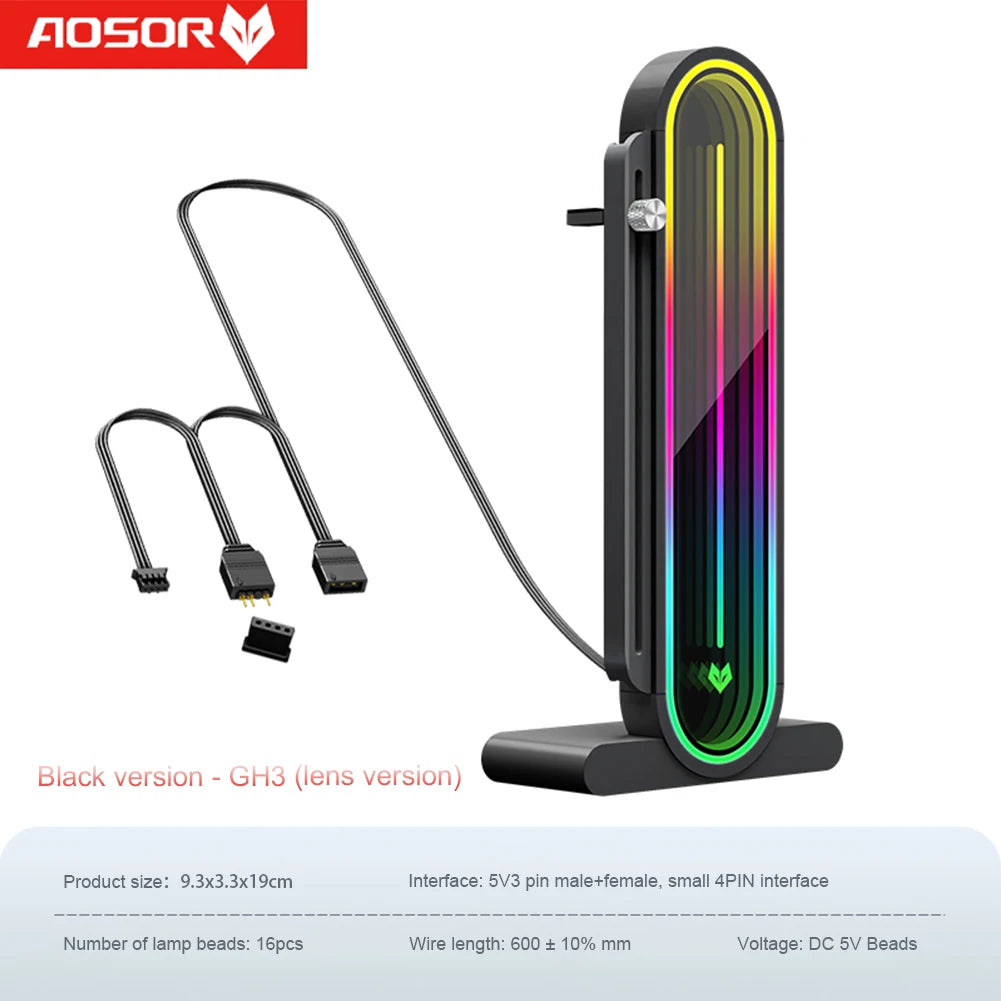 Graphics Card GPU Brace 5V 3Pin ARGB Adjustable Video Card Bracket Stand GPU Support Bracket GPU Water Cooling Kit Support Stand