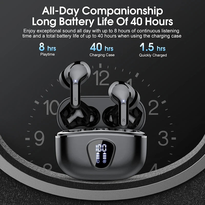 Wireless Bluetooth Earbuds With ENC Mic & LED Display