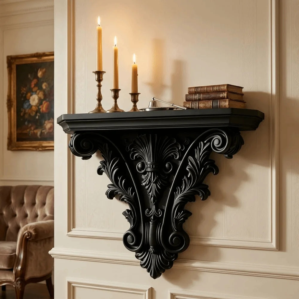 Creative 3D Printing Floating Shelf Unique Retro Gothic Wall Decor Decorative Carving Wall Mounted Shelves Goth Home Decor