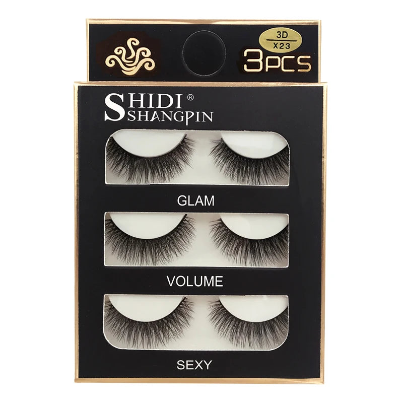 SHIDISHANGPIN 3 pairs 27 styles 3D Faux Mink Hair Soft False Eyelashes Fluffy Wispy Thick Fake Lash Handmade Eyelash Eye Makeup