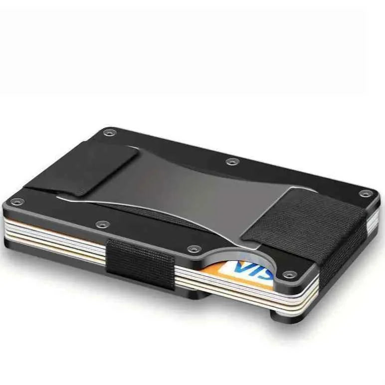 New Slim Fashion RFID Protection Card Holder Men Women Aluminum Wallet Elasticity Back Pouch ID Credit Case Unisex Travel Purse