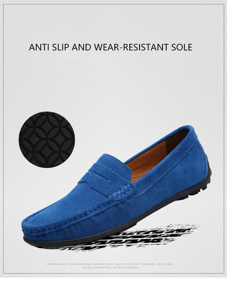 Men Casual Shoes Fashion Suede Leather Men Loafers High Quality Moccasins Slip On Men's Flats Lightweight Driving Shoes 38-47