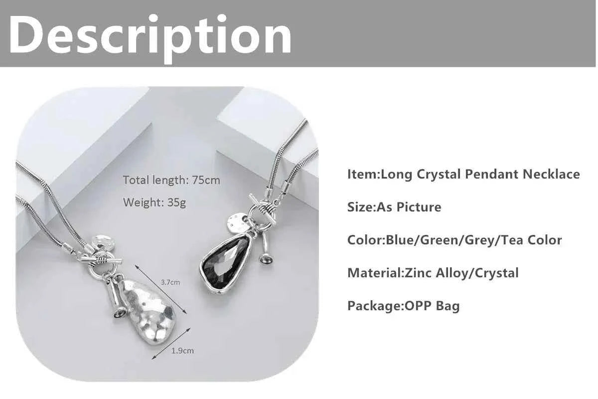 1 Simple And Personalized Long Heterosexual Oversized Irregular Crystal Talisman Sweater Chain Necklace