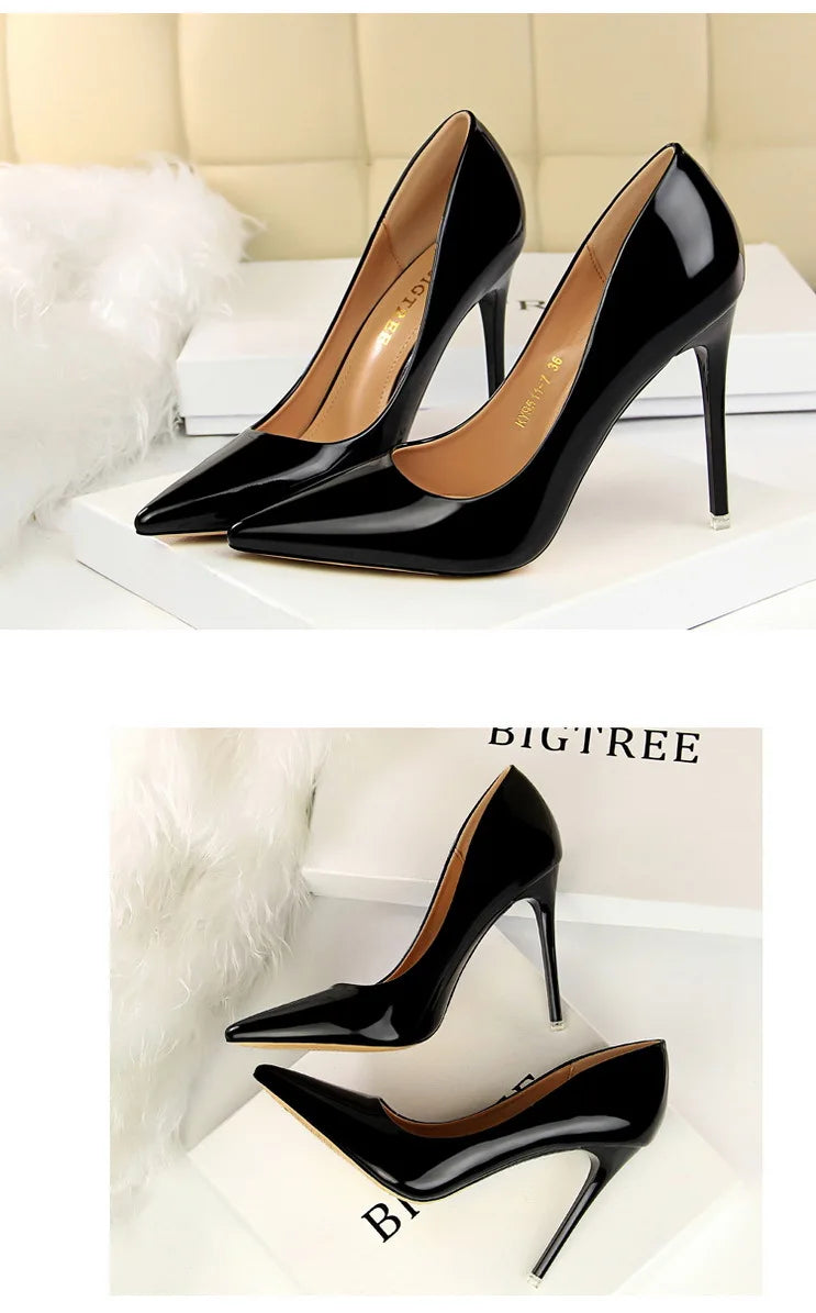 BIGTREE Shoes Classic Pumps Patent Leather Women Pumps Fashion Women Wedding Shoes High Heels Stiletto 10.5 Cm 7.5 Cm Lady Shoes