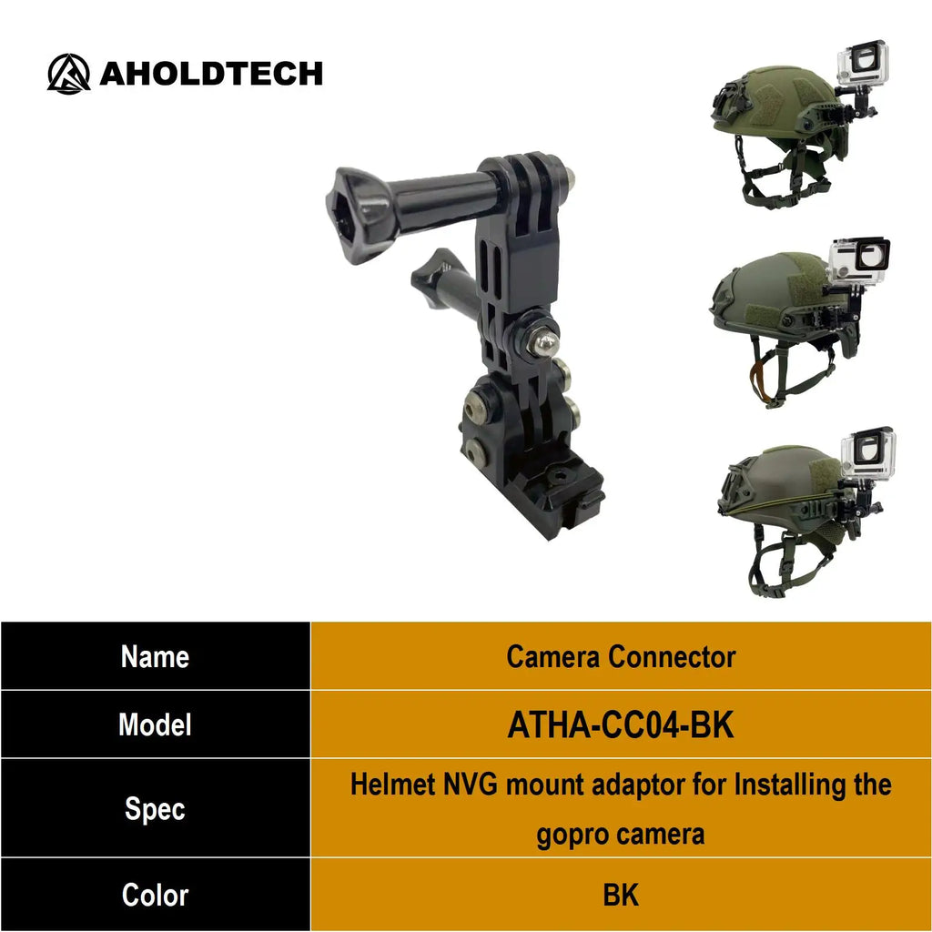 Aholdtech Tactical Bulletproof Helmet Accessories Flashlight Holder Light Clamp And NVG Mount Connector for Gopro Hero Cameras