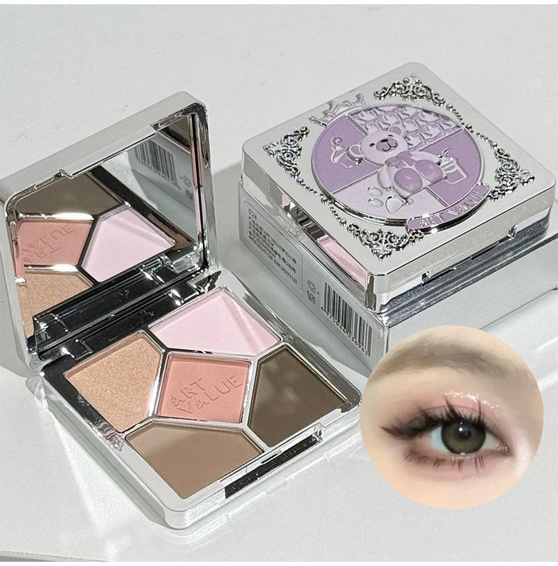 5 Colors Eyeshadow Palette Purple Glitter Pearlescent Matte Eye Shadow Shimmer Makeup Long Lasting Women Beauty Eye Cosmetics