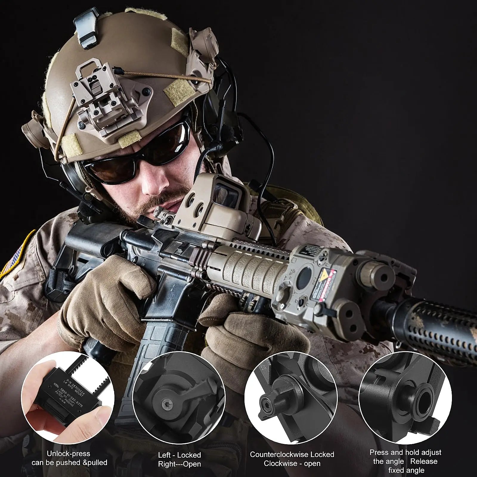 BOOIU New L4G24 NVG Tactical Helmet Mount Metal/Nylon Holder Bracket For PVS15/18  Goggles Night Vision Stent Helmet Accessories