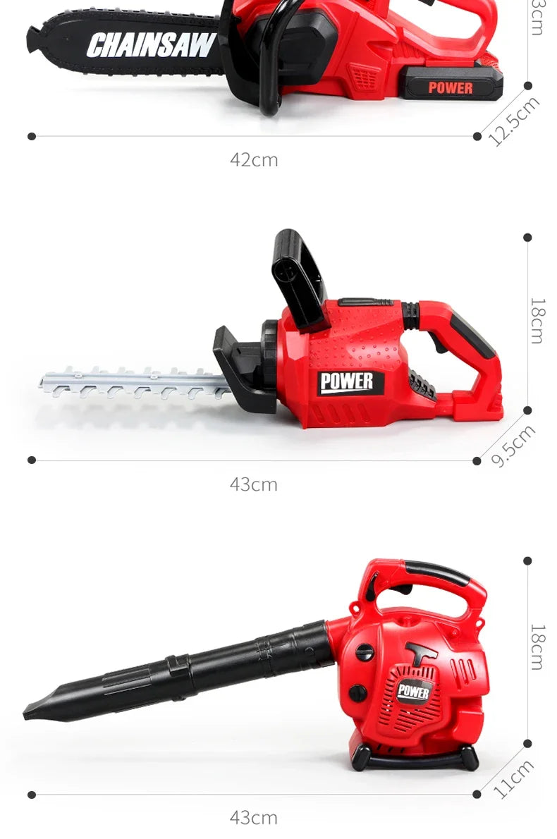 Children Electric Toolbox Pretend Play Toys Baby Simulation Tools Repair Lawn Mower Saw Hair Dryer Toy Maintenance Tool for Kid