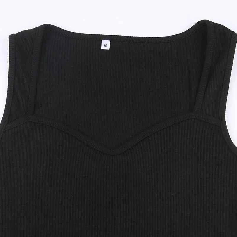 Myufon Basic Knit Long Dress Korean Fashion Square Collar Sleeveless Women's Dresses Summer Casual Y2k Vintage All-match Outftis