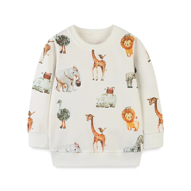 Jumping Meters Autumn Spring Children's Sweatshirts With Animals Print Hot Selling Sport Kids Fashion Shirts Tops