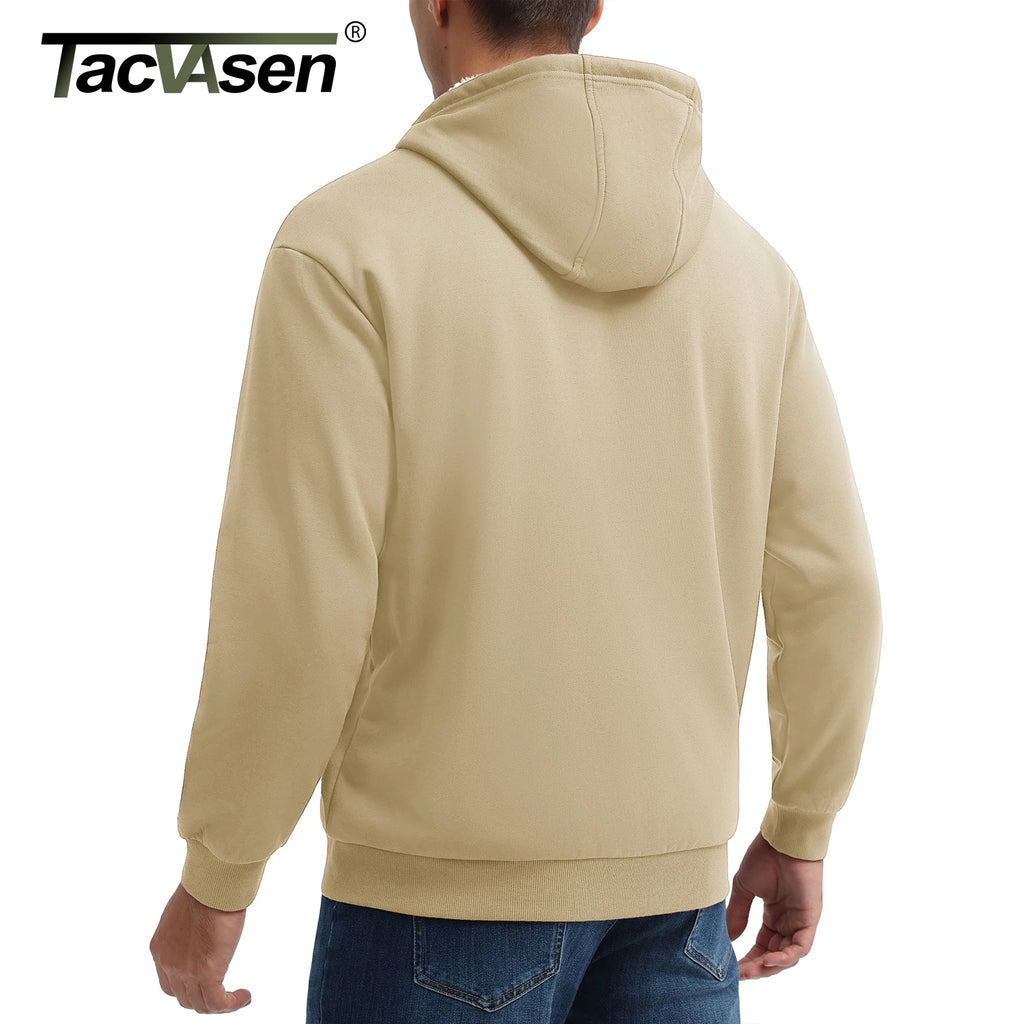 TACVASEN Men's Zip Up Hoodie Sherpa Lined Hooded Sweatshirt Winter Heavyweight Hoodies Warm Thick Fleece Jacket Casual Outwear