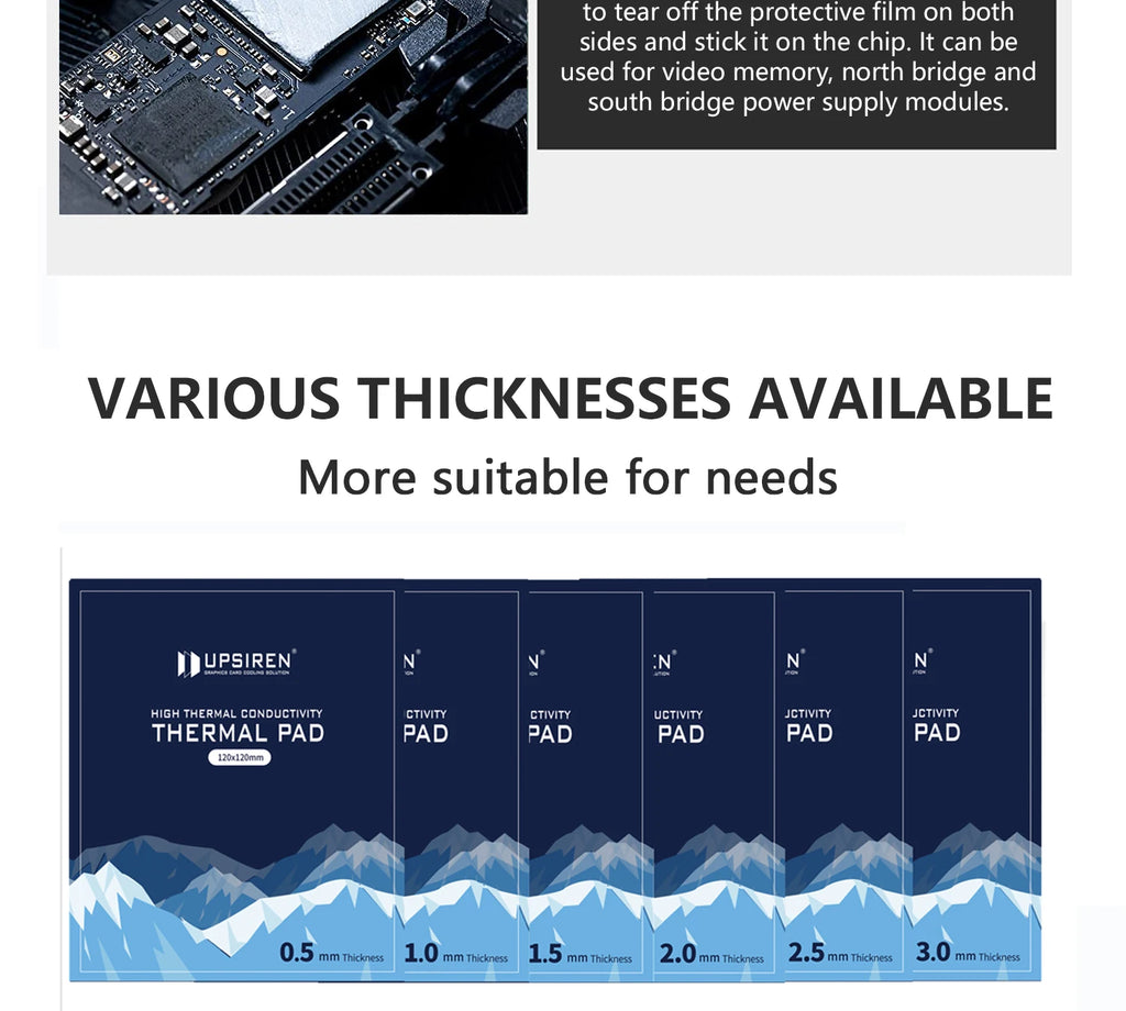 UPSIREN Graphics Card Cooling 15W/MK thermal pad Heat Dissipation Silicone Pad CPU/GPU Graphics Card Thermal Pad Motherboard