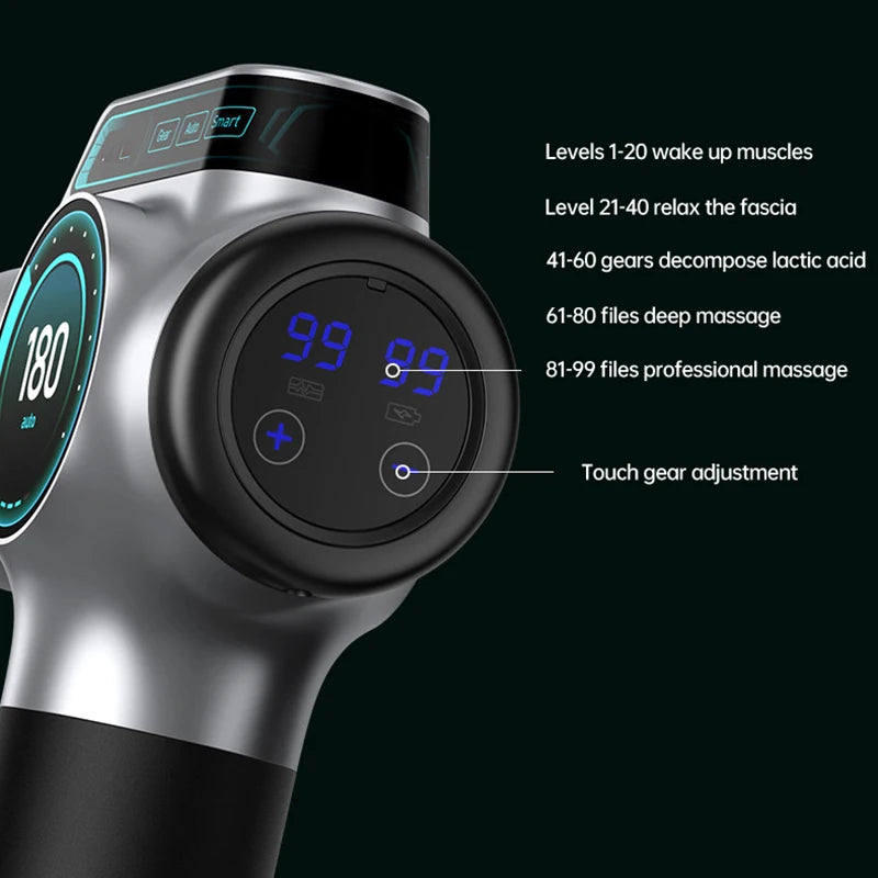 Professional Massage Gun High Frequency Vibration 99 Files Adjustment Electric Deep Tissue Muscle Body  Back Neck Massager